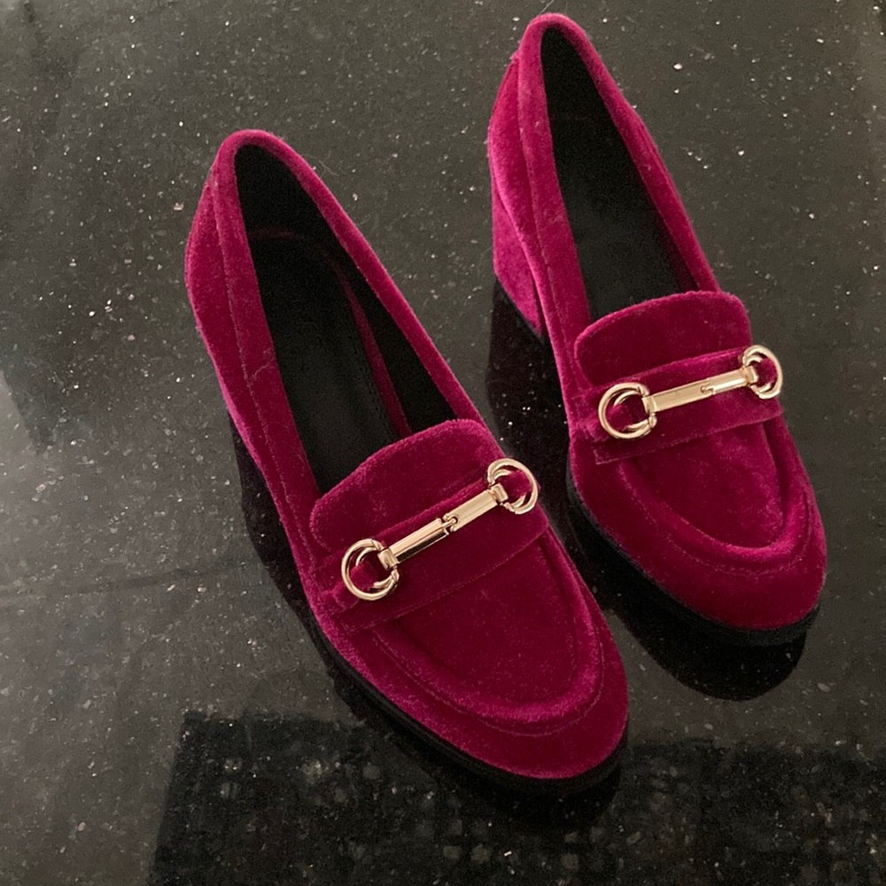 Velvet Mary Jane chunky heels ASOS red pumps with strap